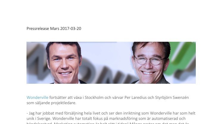 Wonderville fortsätter öka med personal i Stockholm