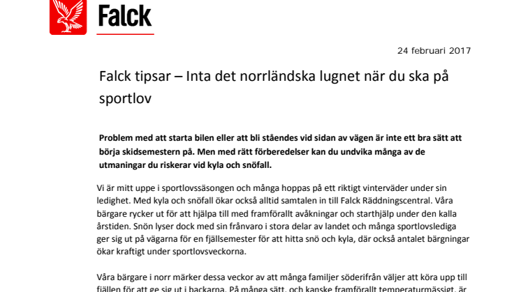 Falck tipsar – Inta det norrländska lugnet när du ska på sportlov