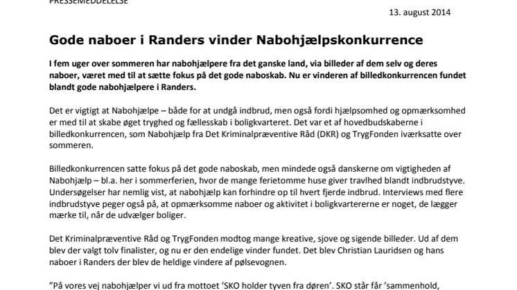 Gode naboer i Randers vinder Nabohjælpskonkurrence