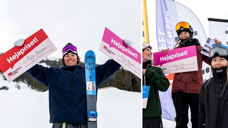 Tova Stål och Martin Nordqvist vann säsongens sista Swedish Slopestyle Tour. Foto: Daniel Bernstål.