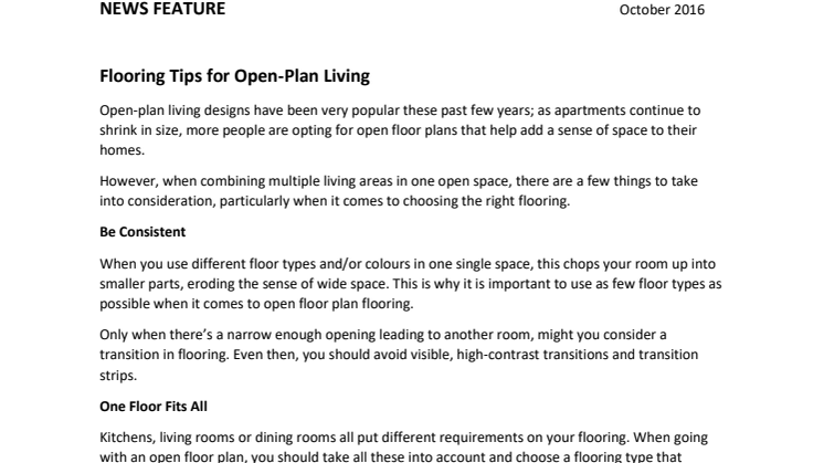 Flooring Tips for Open-Plan Living
