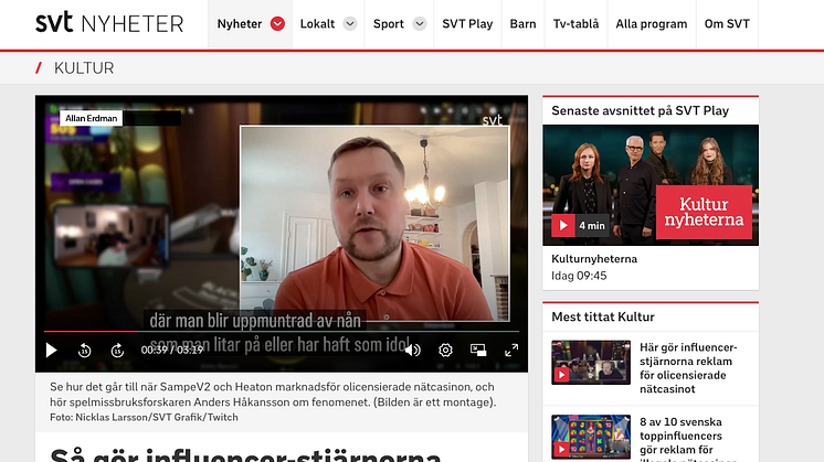 SVT granskar influencers reklam för illegala nätcasinon