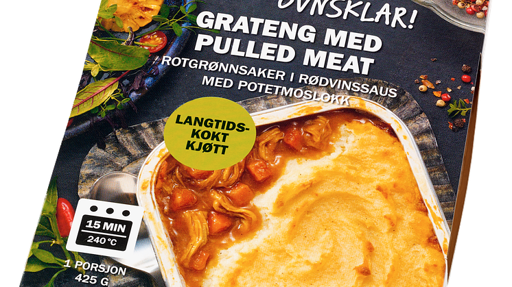 Fjordland Ovnsklar! Grateng med pulled meat