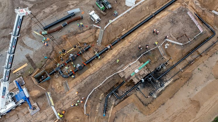 Einbau der Molchschleuse für die derzeit in Umstellung befindliche ONTRAS Erdgasleitung für den Energiepark Bad Lauchstädt.