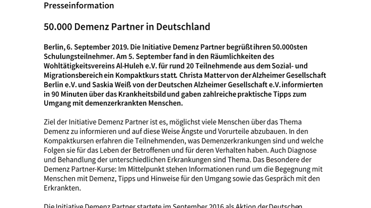 50.000 Demenz Partner in Deutschland