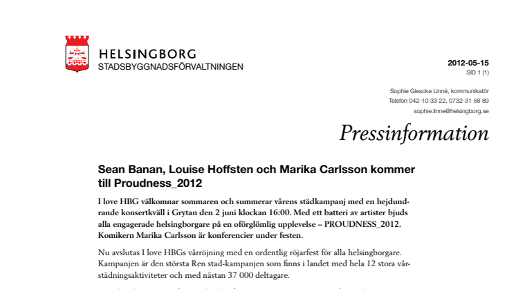 Sean Banan, Louise Hoffsten och Marika Carlsson kommer till Proudness_2012