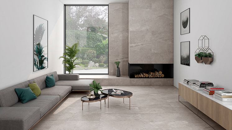 McTile Meridian, hier in Perlmutt, verbindet ästhetische Natursteinoptik mit hoher Funktionalität. Foto: hagebau (Abdruck honorarfrei)