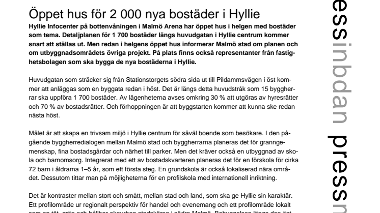 Öppet hus för 2 000 nya bostäder i Hyllie