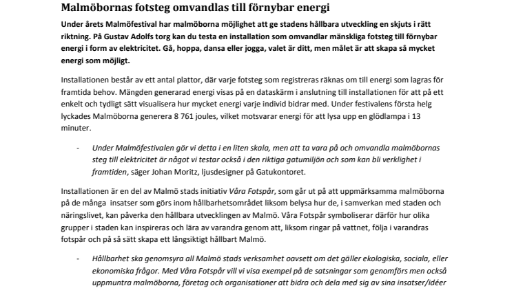 Malmöbornas fotsteg omvandlas till förnybar energi
