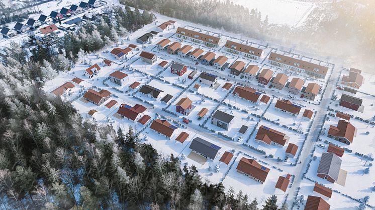 Illustrationsbild över hur det nya bostadsområdet i Mariestads sydvästra del skulle kunna se ut.