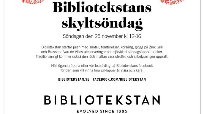 Varmt välkomna till Bibliotekstans skyltsöndag