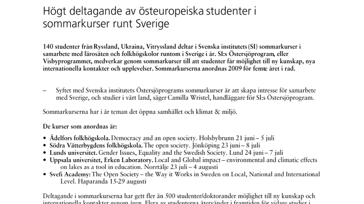 Högt deltagande av östeuropeiska studenter i sommarkurser runt Sverige