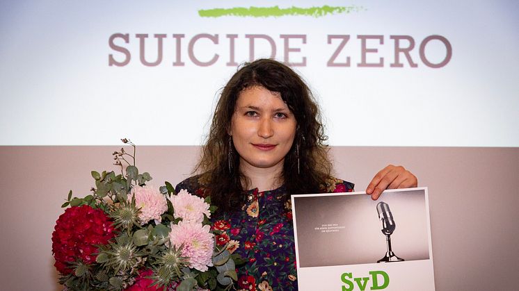 Svenska Dagbladets Matilda Shayn vinner i år Suicide Zeros Pris för bästa rapportering om självmord. Foto: Tommy Eriksson/Suicide Zero
