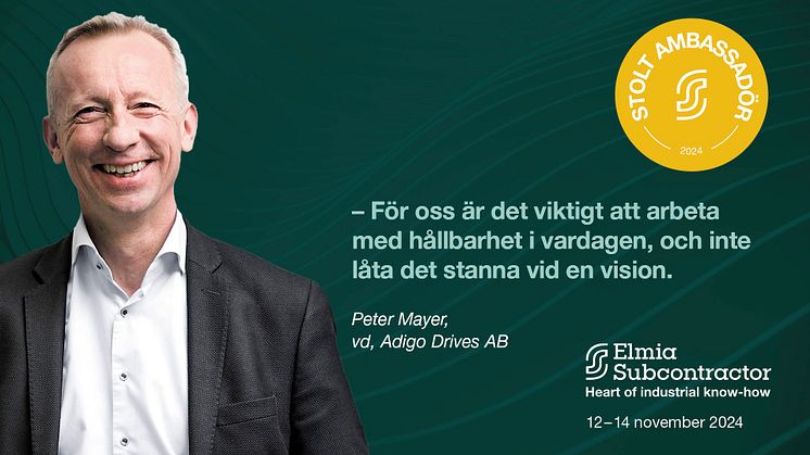 Möt Elmia Subcontractor 2024 års första ambassadör – Adigo Drives AB