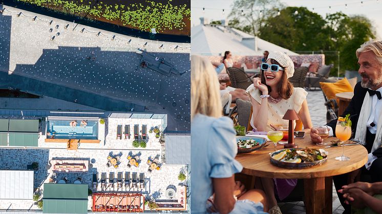 Den prisbelönta utbyggnaden som innehåller både spa, hotellrum och takterrass med bar och pool.  