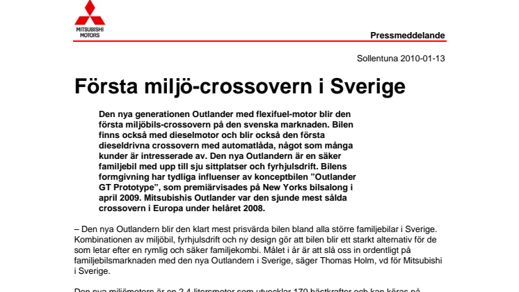Första miljö-crossovern i Sverige