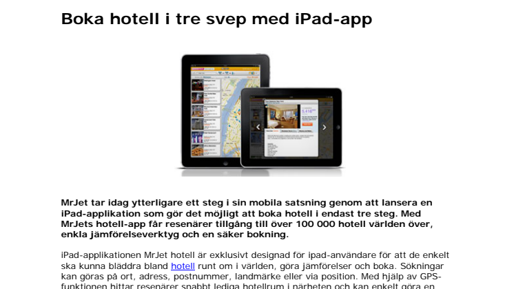 Boka hotell i tre svep med iPad-app