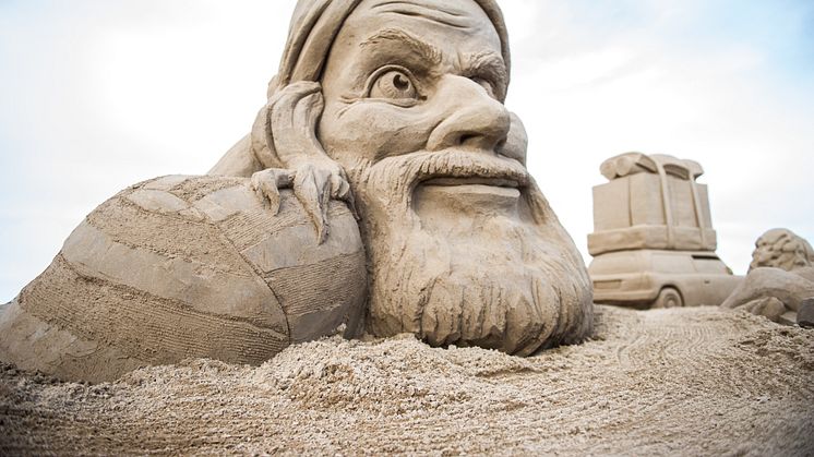 På bilden syns en av skulpturerna från Kalmar International Sandsculpture Festival 2015. Foto: Albin Rylander.