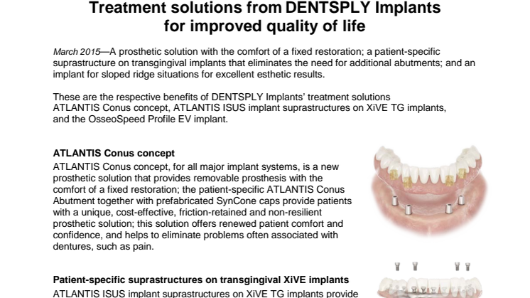 Treatment solutions from DENTSPLY Implants for improved quality of life