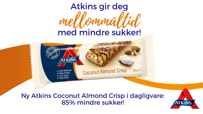 Atkins gir deg mellommåltid med mindre sukker!