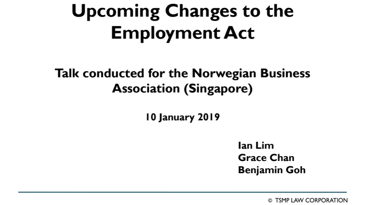 Upcoming changes to the Employment Act