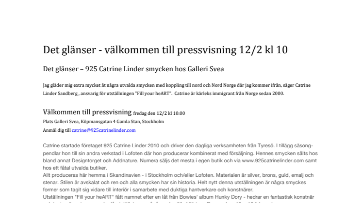 Det glänser - välkommen till pressvisning 12/2 kl 10