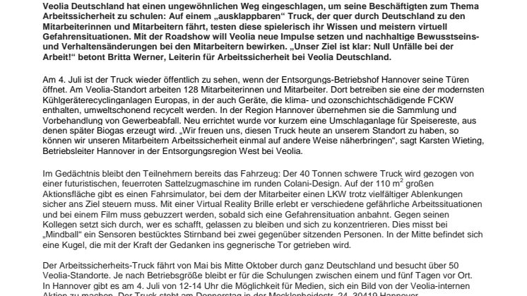 Mission Arbeitssicherheit: Mit dem Truck auf Tour in Hannover