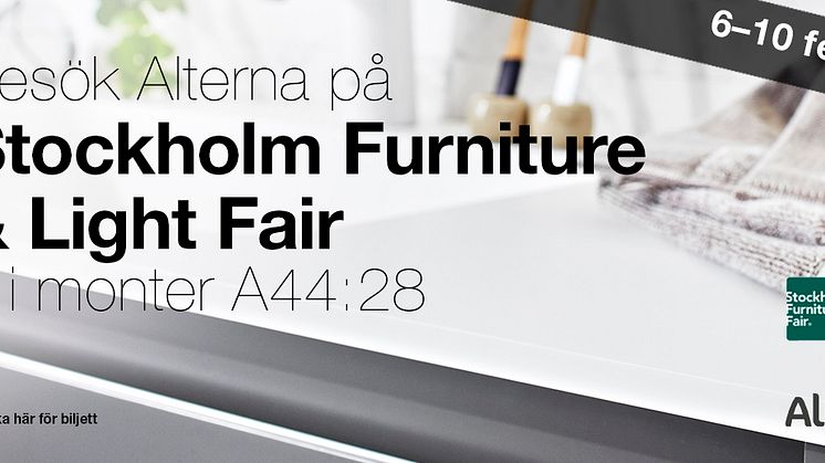 Alterna Badrum ställer ut på Stockholm Furniture & Light Fair den 6–10 februari, i monter A44:28. 