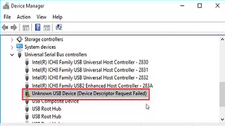 dispositivo USB sconosciuto