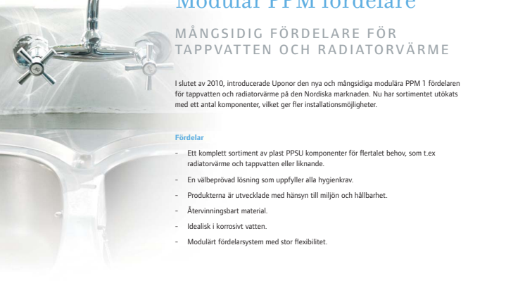 Modulär PPM fördelare - mångsidig fördelare för tappvatten och radiatorvärme