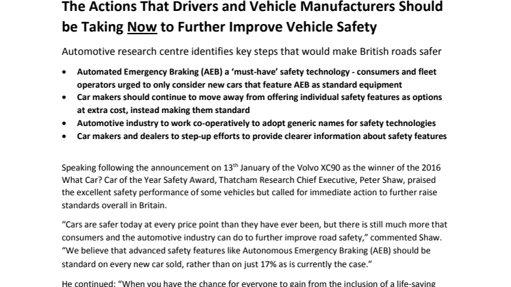 Key Steps to Improving Vehicle Safety