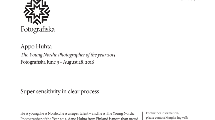 En ny nordisk stjärna är född - Aapo Huhta öppnar utställningen Block på Fotografiska