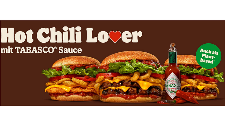 Die eigens für die Kooperation kreierte Sauce können Gäste ab dem 7. September 2021 auf der neusten Burger-Kreation, dem Hot Chili Lover, probieren
