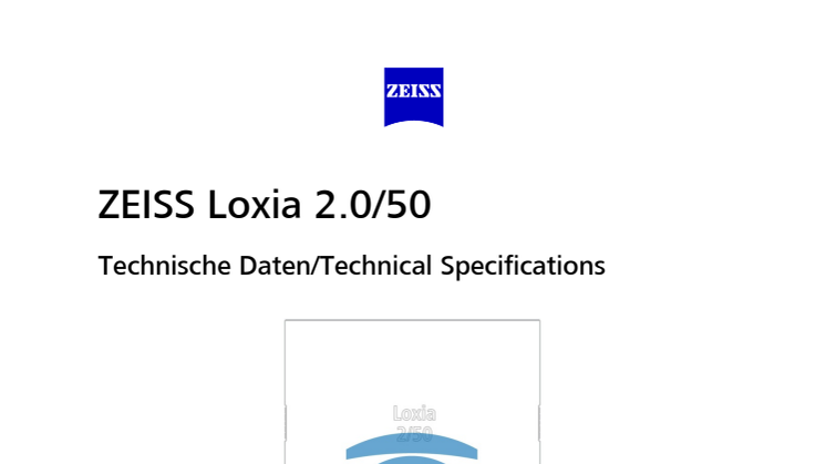 Zeiss Loxia - 50 mm F/2.0 - Tekniset tiedot