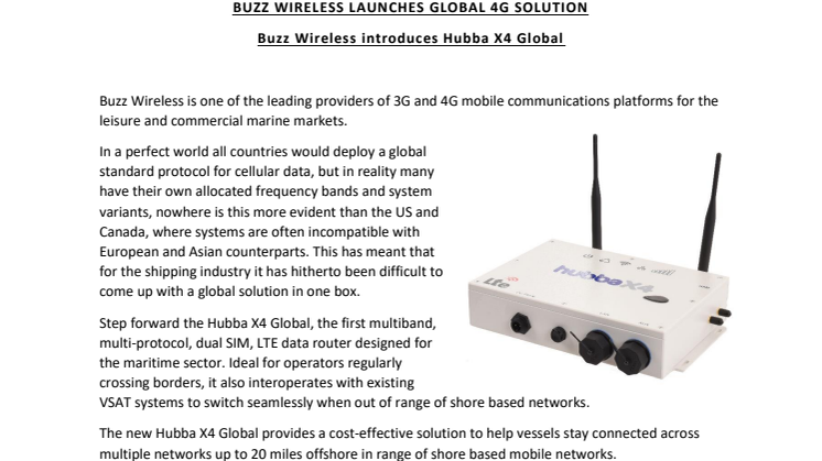 Buzz Wireless: Buzz Wireless Launches Global 4G Solution