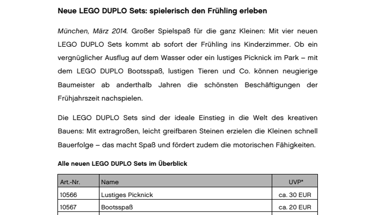 Kunde | LEGO DUPLO: Neue LEGO DUPLO Sets: spielerisch den Frühling erleben