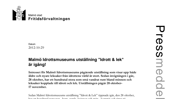 Malmö Idrottsmuseums utställning "Idrott & Lek" är igång!