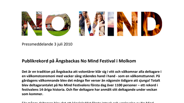 Publikrekord för Ängsbackas No Mind Festival