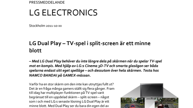 LG Dual Play – TV-spel i split-screen är ett minne blott