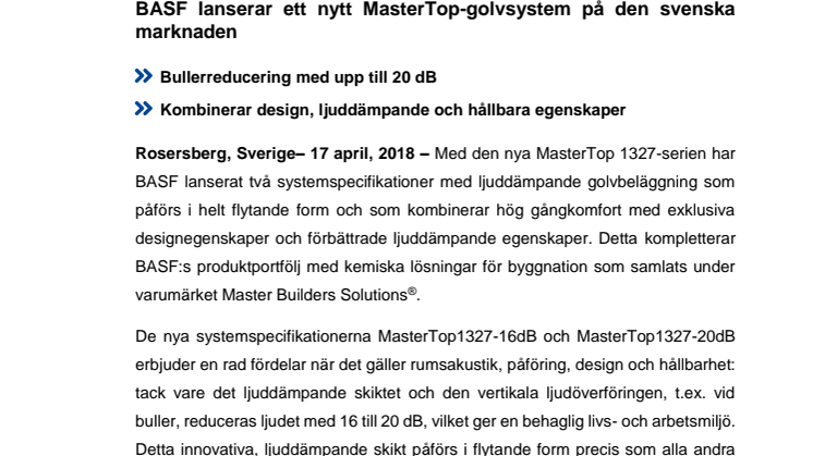 BASF lanserar ett nytt golvsystem på den svenska marknaden