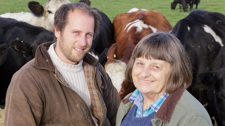 Organic farmer and Arla farmer owner, Shirley Preston of Evershot, Dorset and her son Matt with the new Arla Organic Farm Milk