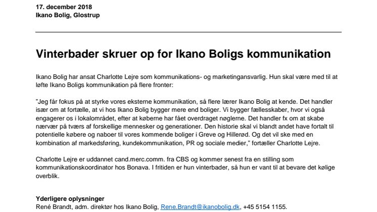 Vinterbader skruer op for Ikano Boligs kommunikation