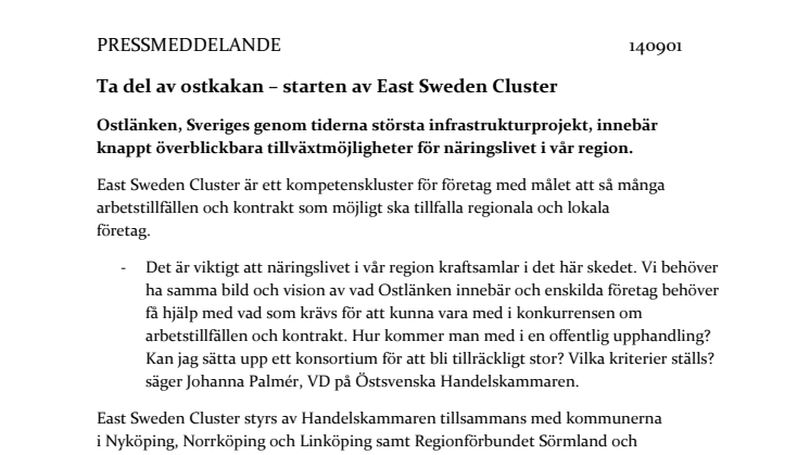 Ta del av ostkakan – starten av East Sweden Cluster 