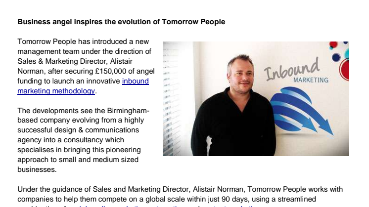 Business angel inspires the evolution of Tomorrow People