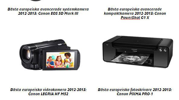 Fyra produkter från Canon får EISA-utmärkelser 2012-2013  