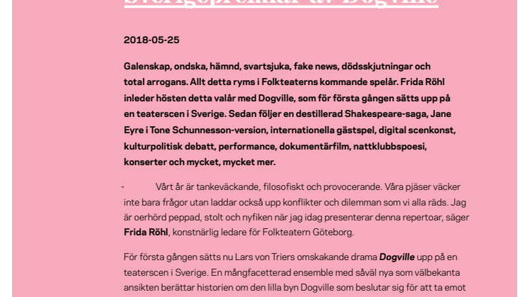 Folkteatern spelåret 2018/2019 press