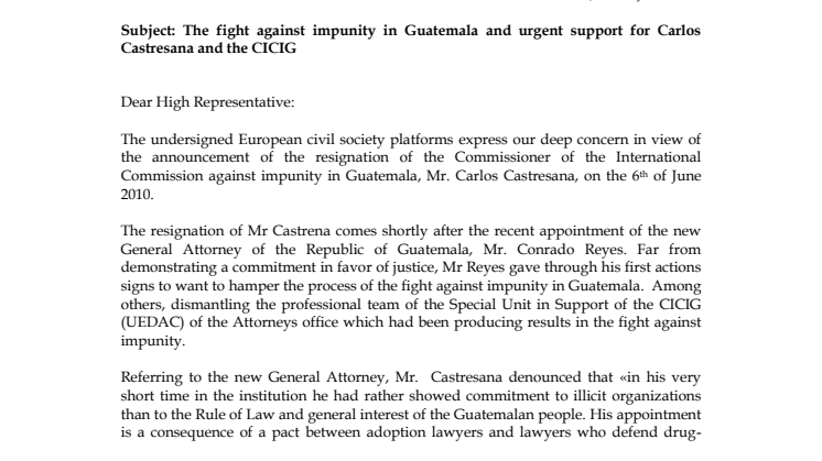 EU måste agera mot straffrihet i Guatemala