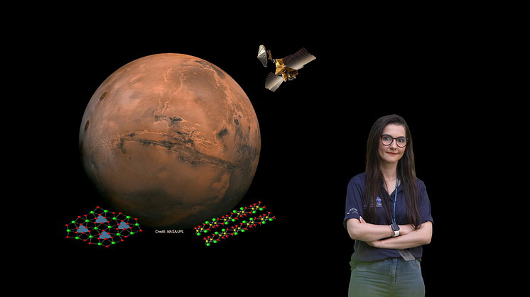 Forskaren Merve Yeșilbaș, från Umeå universitet, berättar om det spännande forskningsprojektet "Searching for Life on Mars" på Curiosum under Astronomins dag och natt 23 september. Bilden är ett kollage.