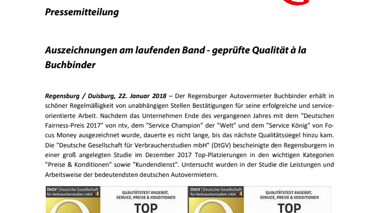 Auszeichnungen am laufenden Band - geprüfte Qualität à la Buchbinder