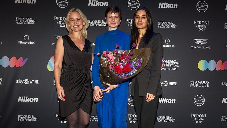 SkyShowtime Regional General Manager for Northern Europe, Henriette Skov, Hanna Ardéhn, Sara Shirpey. Foto: Thomas Persson/Stockholm International Film Festival